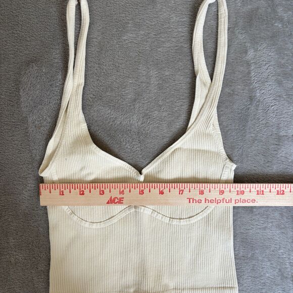 Intimately Free People Ribbed Bralette Crop Top Womens Medium Cream Y2K Minimal - Picture 4 of 5